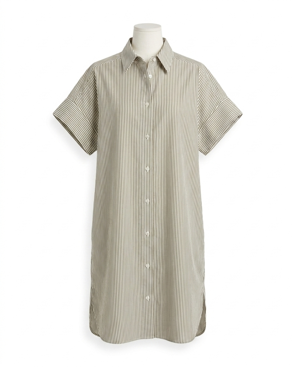 NEW CLOSED striped shirt dress in hunter green